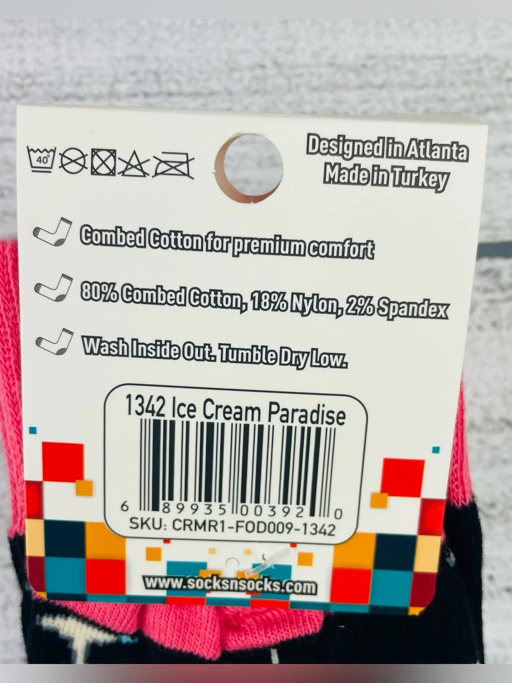 Socks n Socks Mens One Size Ice Cream Paradise Food Theme Crew Socks - NEW